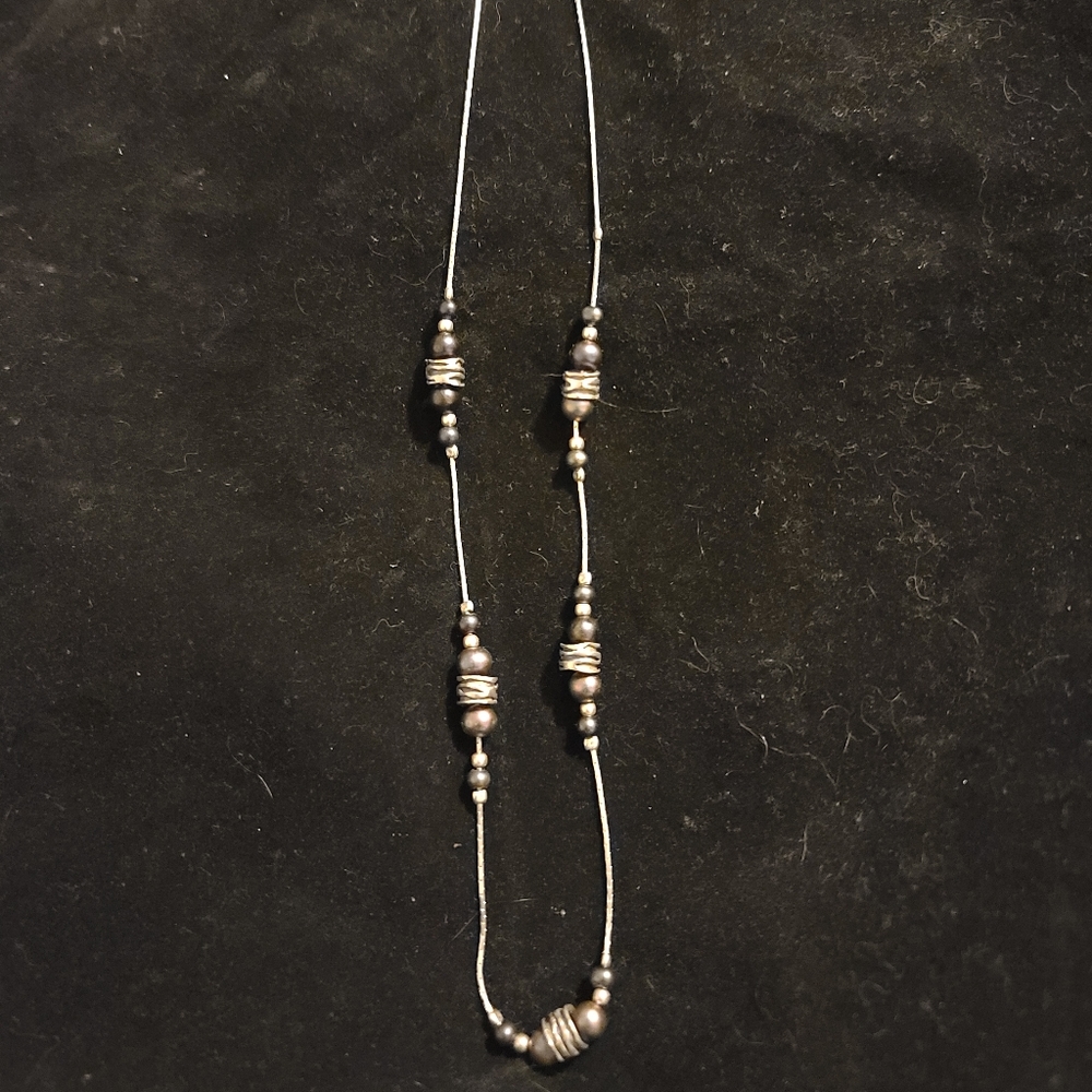 Sterling Silver and Black Pearl Necklace
